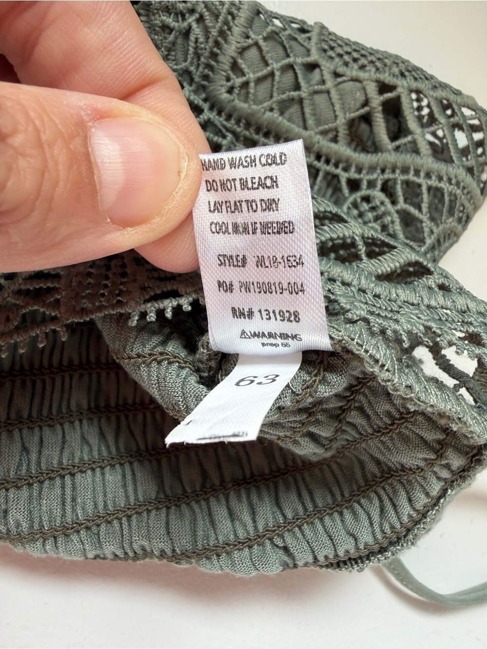 Wishlist Womens Boho Lace Crochet Cropped Cami Top Size L Sage Green Festival - Picture 8 of 8